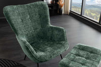 Design Sessel SCANDINAVIA Chenille Cremona schwarz Metall mit Armlehne