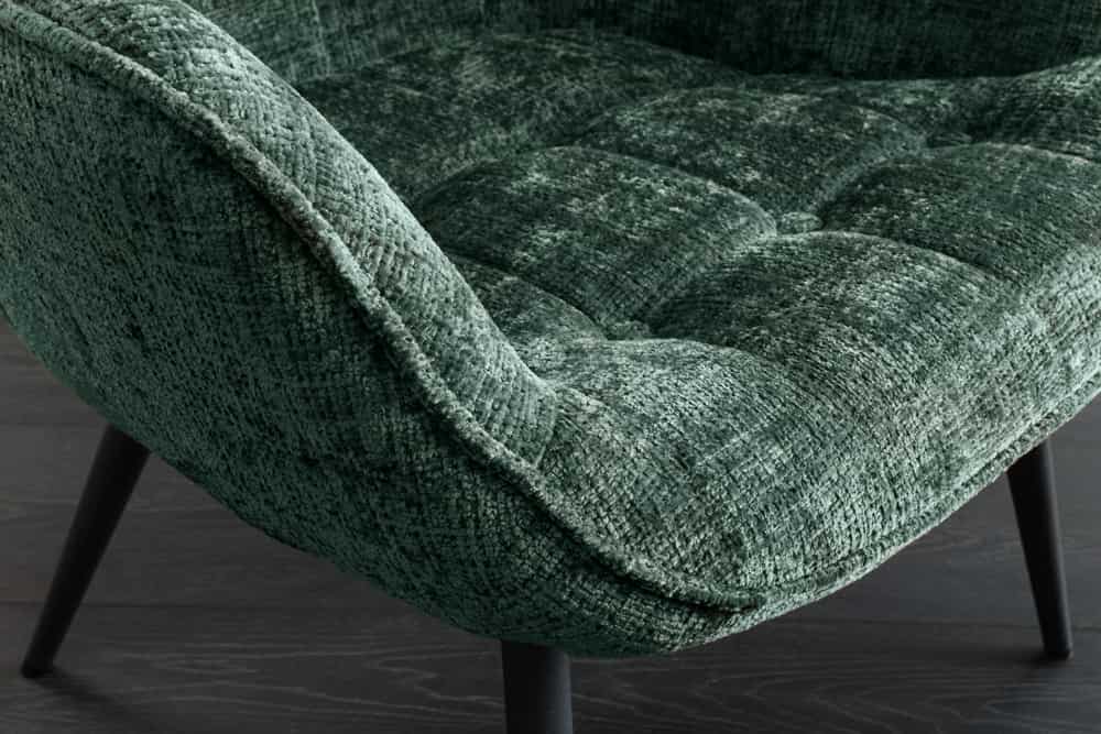 Design Sessel SCANDINAVIA Chenille Cremona schwarz Metall mit Armlehne