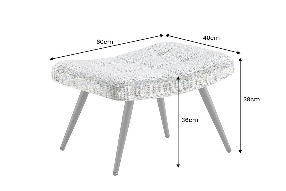 Moderner Hocker SCANDINAVIA Chenille Cremona Metallbeine Fußhocker