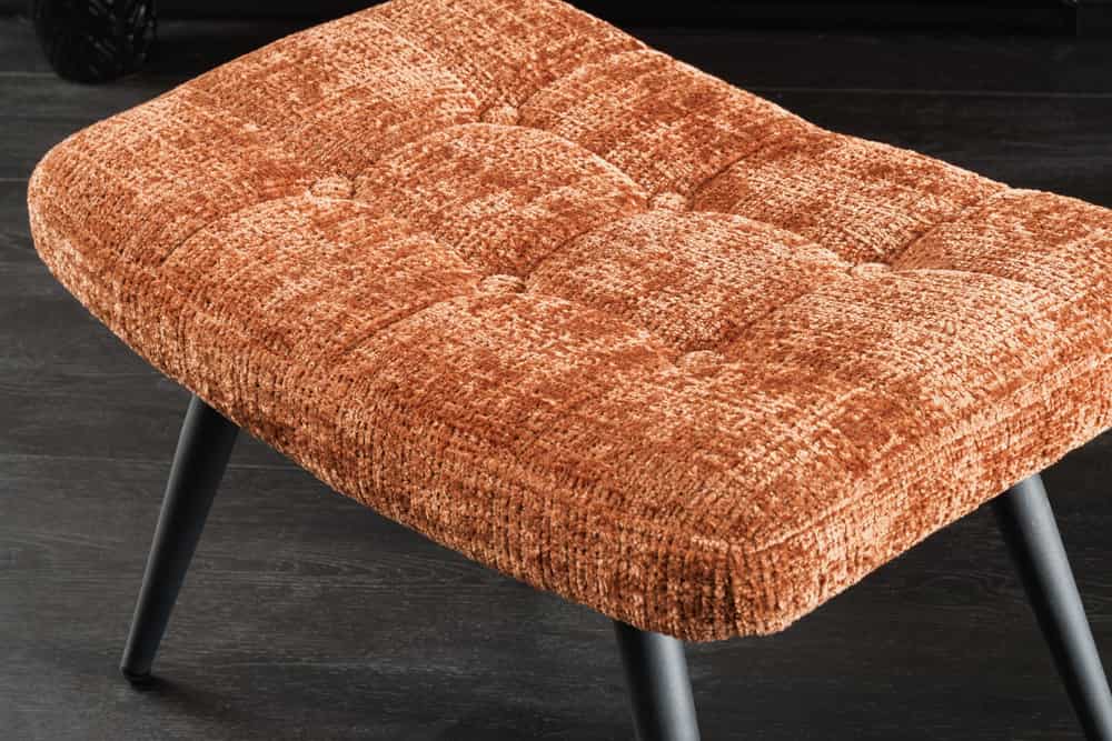 Moderner Hocker SCANDINAVIA Chenille Cremona Metallbeine Fußhocker