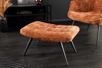 Moderner Hocker SCANDINAVIA Chenille Cremona Metallbeine Fußhocker