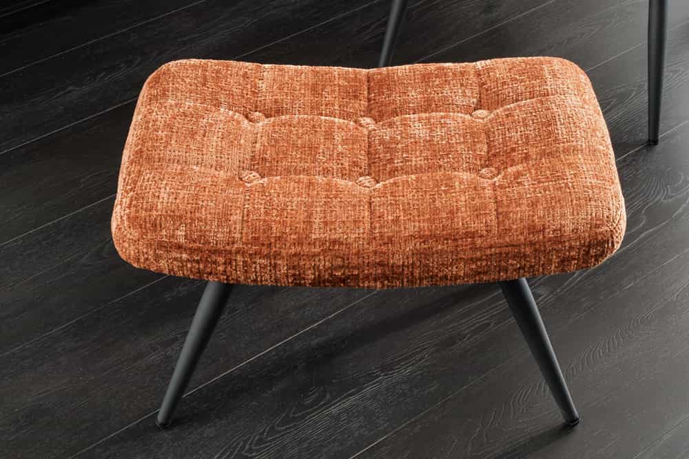 Moderner Hocker SCANDINAVIA Chenille Cremona Metallbeine Fußhocker
