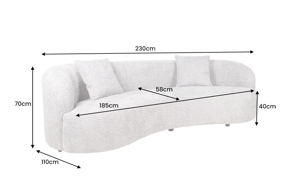 ATELIER Modernes Sofa 230cm Bouclé 3-Sitzer Couch inkl. Kissen