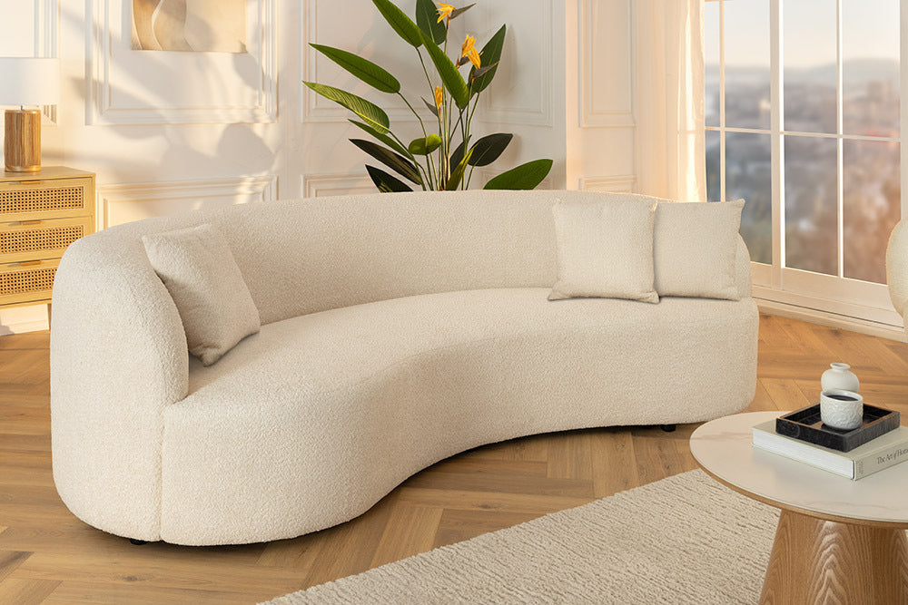 ATELIER Modernes Sofa 230cm Bouclé 3-Sitzer Couch inkl. Kissen