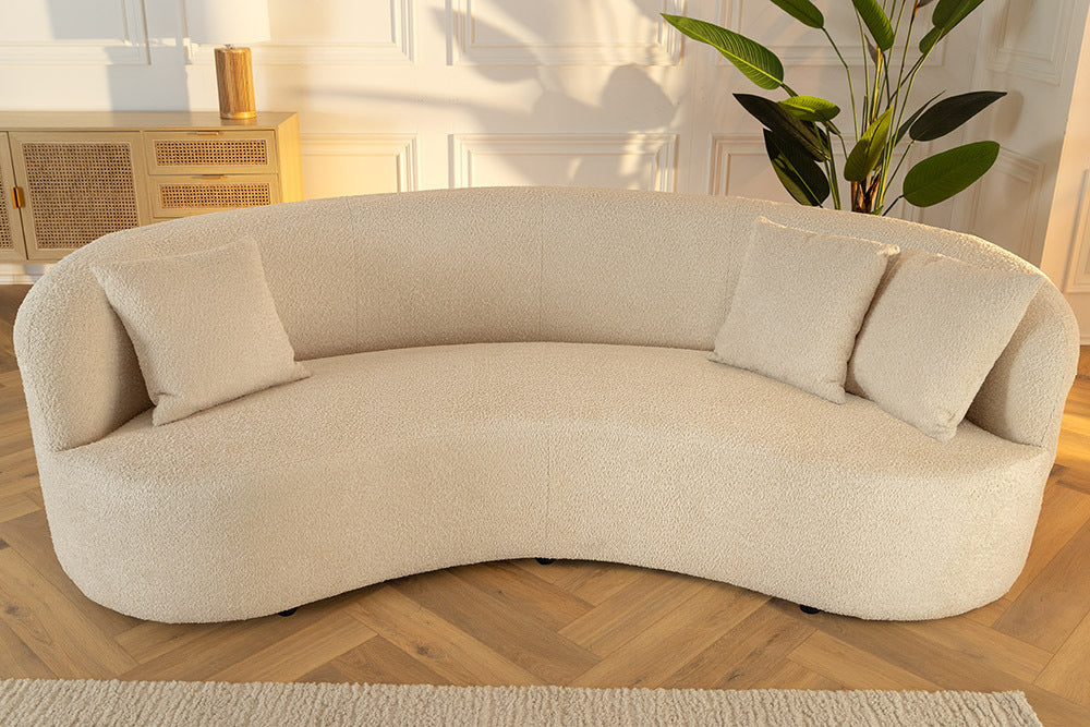 ATELIER Modernes Sofa 230cm Bouclé 3-Sitzer Couch inkl. Kissen