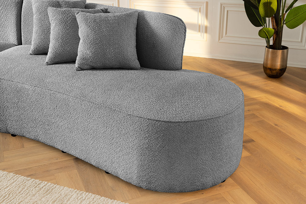 ATELIER L Modernes Sofa 330cm Bouclé XXL-Couch inkl. Kissen