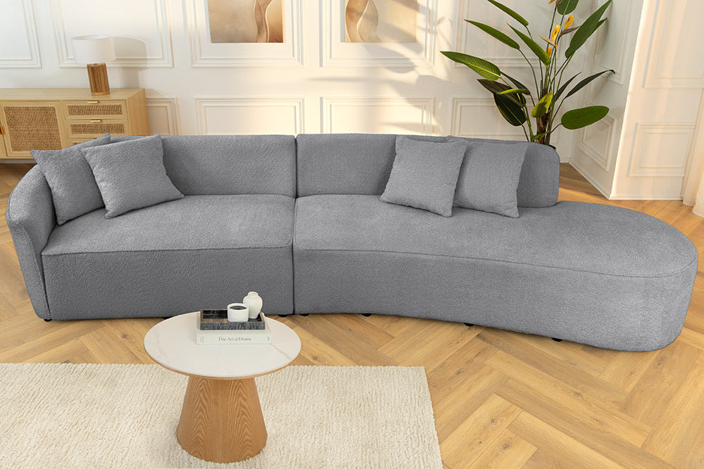 ATELIER L Modernes Sofa 330cm Bouclé XXL-Couch inkl. Kissen