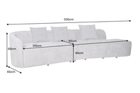 ATELIER L Modernes Sofa 330cm Bouclé XXL-Couch inkl. Kissen