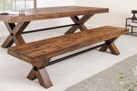 GOLIATH Industrial Bank  180cm natur Pinienholz X-Gestell schwarz Metall