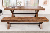 GOLIATH Industrial Bank  180cm natur Pinienholz X-Gestell schwarz Metall