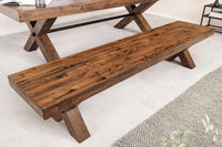 GOLIATH Industrial Bank  180cm natur Pinienholz X-Gestell schwarz Metall