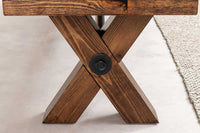 GOLIATH Industrial Bank  180cm natur Pinienholz X-Gestell schwarz Metall