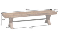 GOLIATH Industrial Bank  180cm natur Pinienholz X-Gestell schwarz Metall