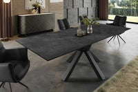 ETERNITY Ausziehbarer Esstisch 160-200cm graphit grau Keramik schwarz Metall
