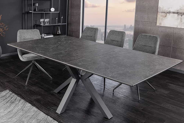 ETERNITY Ausziehbarer Esstisch 160-200cm graphit grau Keramik schwarz Metall