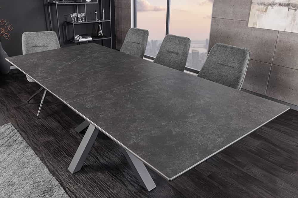 ETERNITY Ausziehbarer Esstisch 160-200cm graphit grau Keramik schwarz Metall