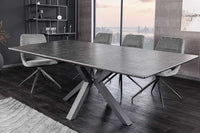 ETERNITY Ausziehbarer Esstisch 160-200cm graphit grau Keramik schwarz Metall