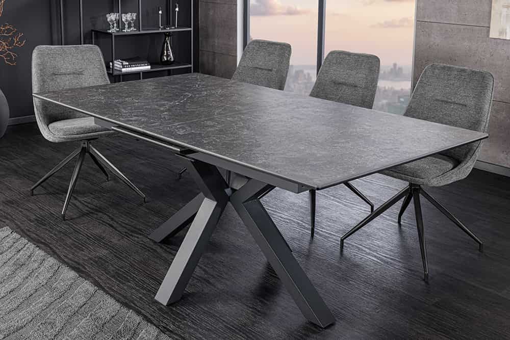 ETERNITY Ausziehbarer Esstisch 160-200cm graphit grau Keramik schwarz Metall