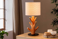 JEWELRY Massive Tischlampe 60cm natur Mangostanholz weißer Stoffschirm