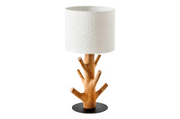 JEWELRY Massive Tischlampe 60cm natur Mangostanholz weißer Stoffschirm