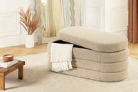 VOGUE Extravagante Polsterbank 115cm taupe Bouclé Sitzbank mit Stauraum