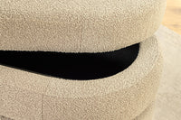 VOGUE Extravagante Polsterbank 115cm taupe Bouclé Sitzbank mit Stauraum