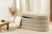 VOGUE Extravagante Polsterbank 115cm taupe Bouclé Sitzbank mit Stauraum
