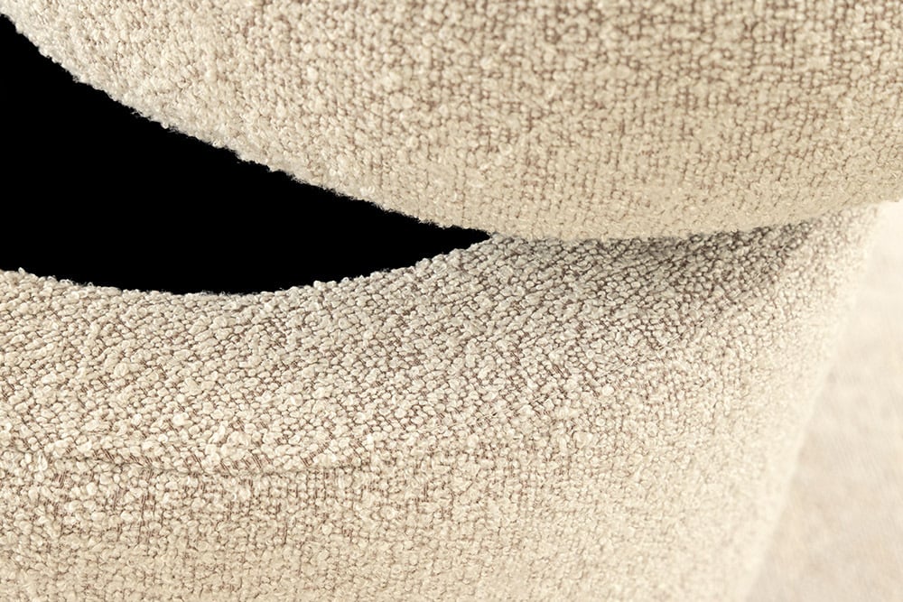 VOGUE Runder Hocker 50cm taupe Bouclé Polsterhocker mit Stauraum