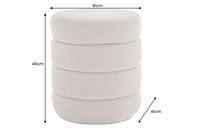 VOGUE Runder Hocker 50cm taupe Bouclé Polsterhocker mit Stauraum