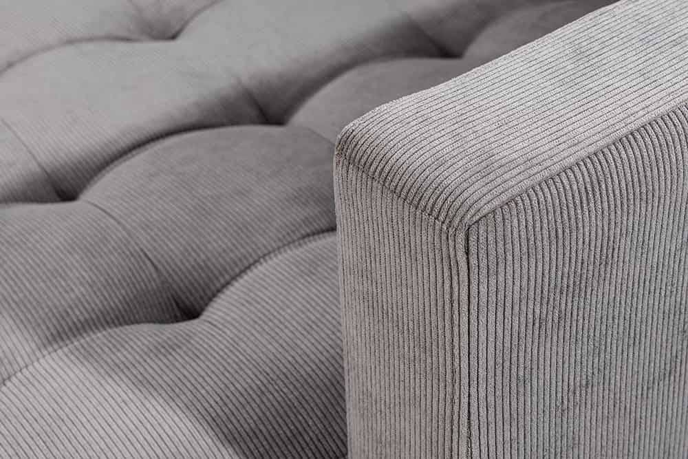 STOCKHOLM Retro Ecksofa 220cm Cord Federkern 3-Sitzer