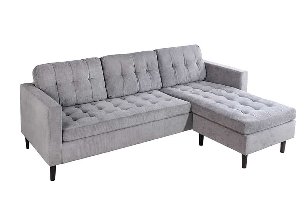STOCKHOLM Retro Ecksofa 220cm Cord Federkern 3-Sitzer
