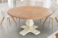 Runder Esstisch HAMPTONS hellbraun creme recycelte Pinie Massivholz