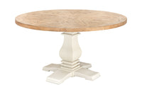 Runder Esstisch HAMPTONS hellbraun creme recycelte Pinie Massivholz