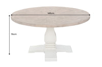 Runder Esstisch HAMPTONS hellbraun creme recycelte Pinie Massivholz