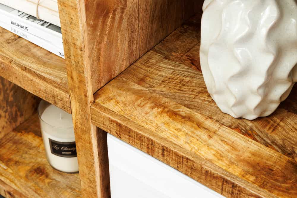 IRON CRAFT Massives Regal  160cm natur Mangoholz Bücherregal sechzehn Fächer