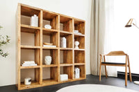 IRON CRAFT Massives Regal  160cm natur Mangoholz Bücherregal sechzehn Fächer