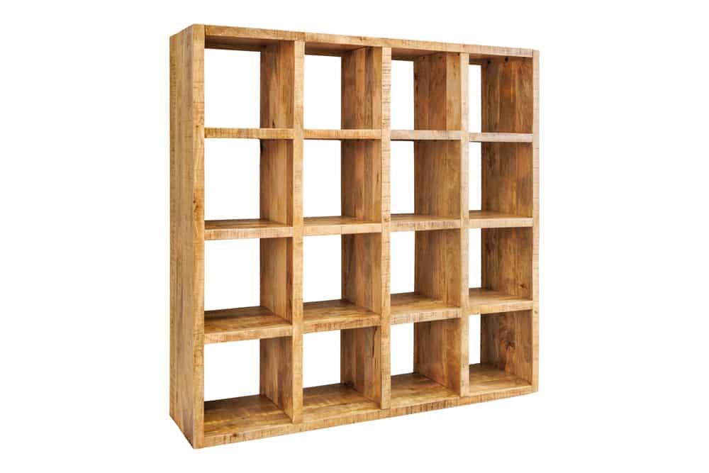 IRON CRAFT Massives Regal  160cm natur Mangoholz Bücherregal sechzehn Fächer