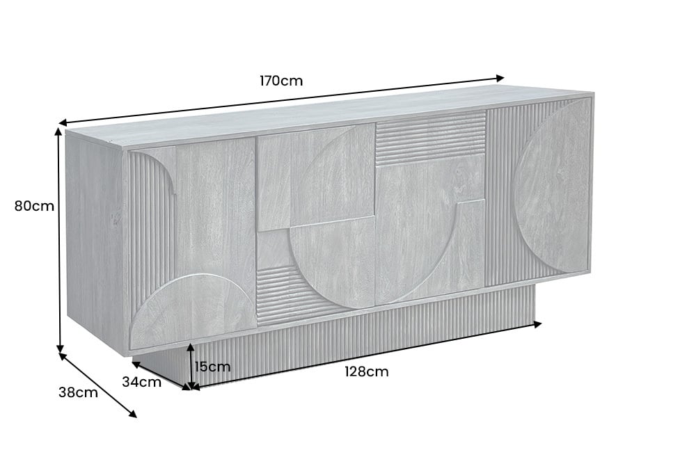 ORGANIC LIVING Solid sideboard 175cm mango wood organic design 