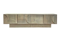 ART DECO Massives TV-Board 200cm weiß Mangoholz Lowboard 3D-Front
