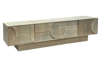 ART DECO Massives TV-Board 200cm weiß Mangoholz Lowboard 3D-Front