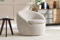 ALPINE Drehbarer Design Sessel  beige Strukturstoff 360° mit Armlehnen