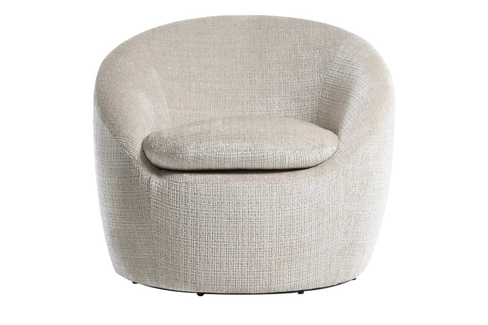 ALPINE Drehbarer Design Sessel  beige Strukturstoff 360° mit Armlehnen