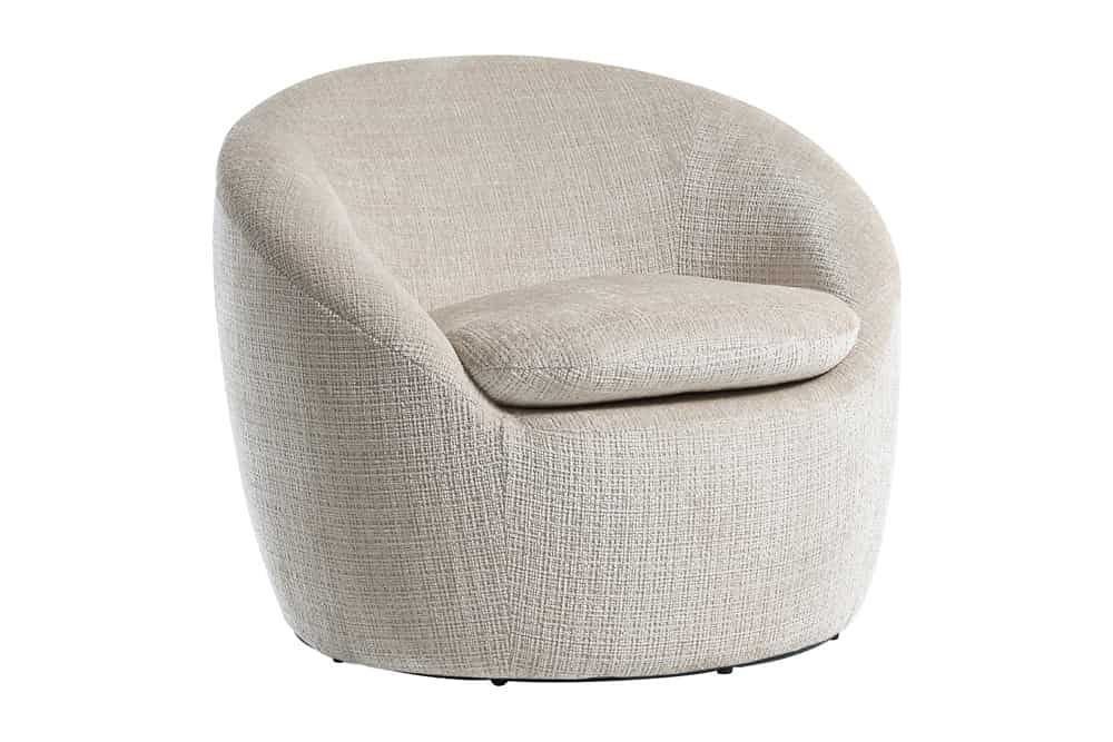 ALPINE Drehbarer Design Sessel  beige Strukturstoff 360° mit Armlehnen