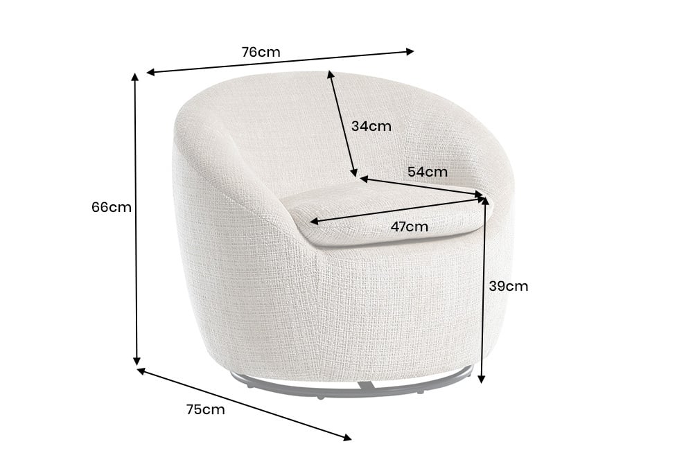 ALPINE Drehbarer Design Sessel  beige Strukturstoff 360° mit Armlehnen