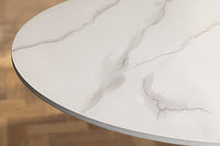 ARRONDI modern dining table 90cm white chrome round bistro table