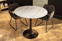 ARRONDI modern dining table 90cm white chrome round bistro table