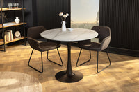 ARRONDI modern dining table 90cm white chrome round bistro table