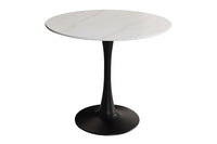ARRONDI modern dining table 90cm white chrome round bistro table