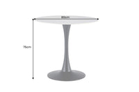 ARRONDI modern dining table 90cm white chrome round bistro table
