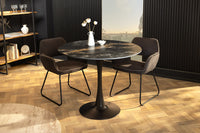Runder Esstisch LYON 80cm schwarz gold sand Aurora Oro Keramik Bistrotisch Säulenfuß